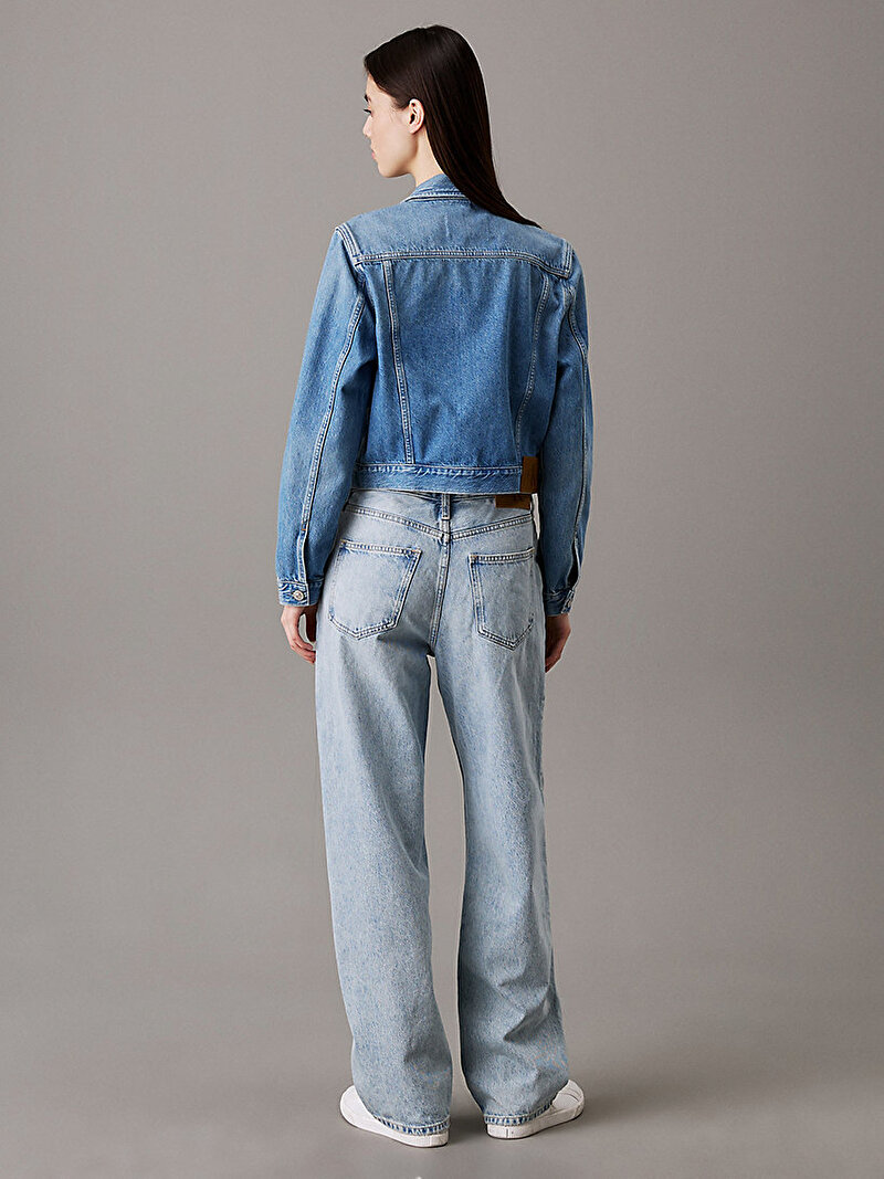 Calvin Klein Mavi Renkli Kadın Cropped 90's Denim Ceket