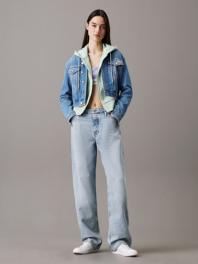 Calvin Klein Mavi Renkli Kadın Cropped 90's Denim Ceket