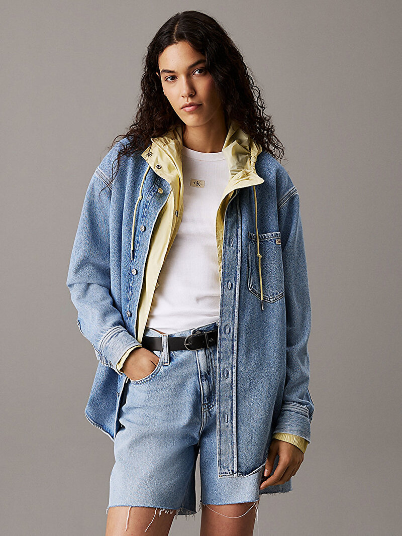 Calvin Klein Mavi Renkli Kadın Dad Denim Gömlek
