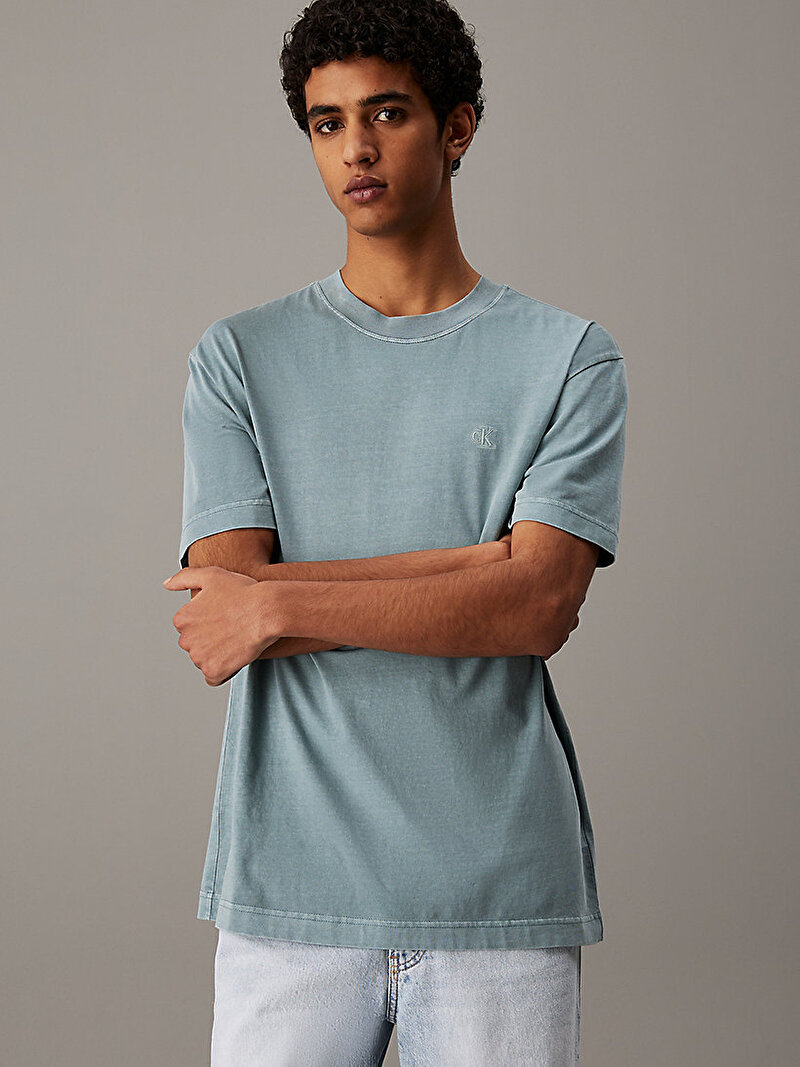 Calvin Klein Mavi Renkli Erkek Bold Washed CK Applique T-shirt