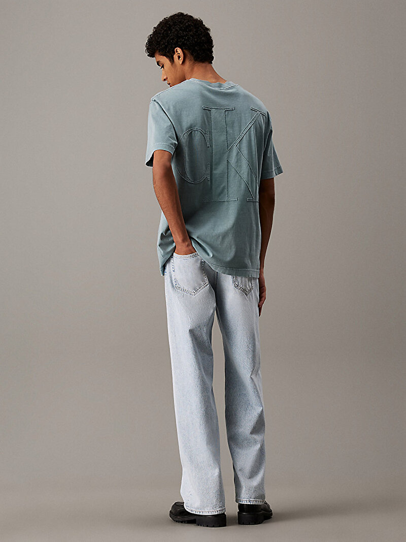 Calvin Klein Mavi Renkli Erkek Bold Washed CK Applique T-shirt