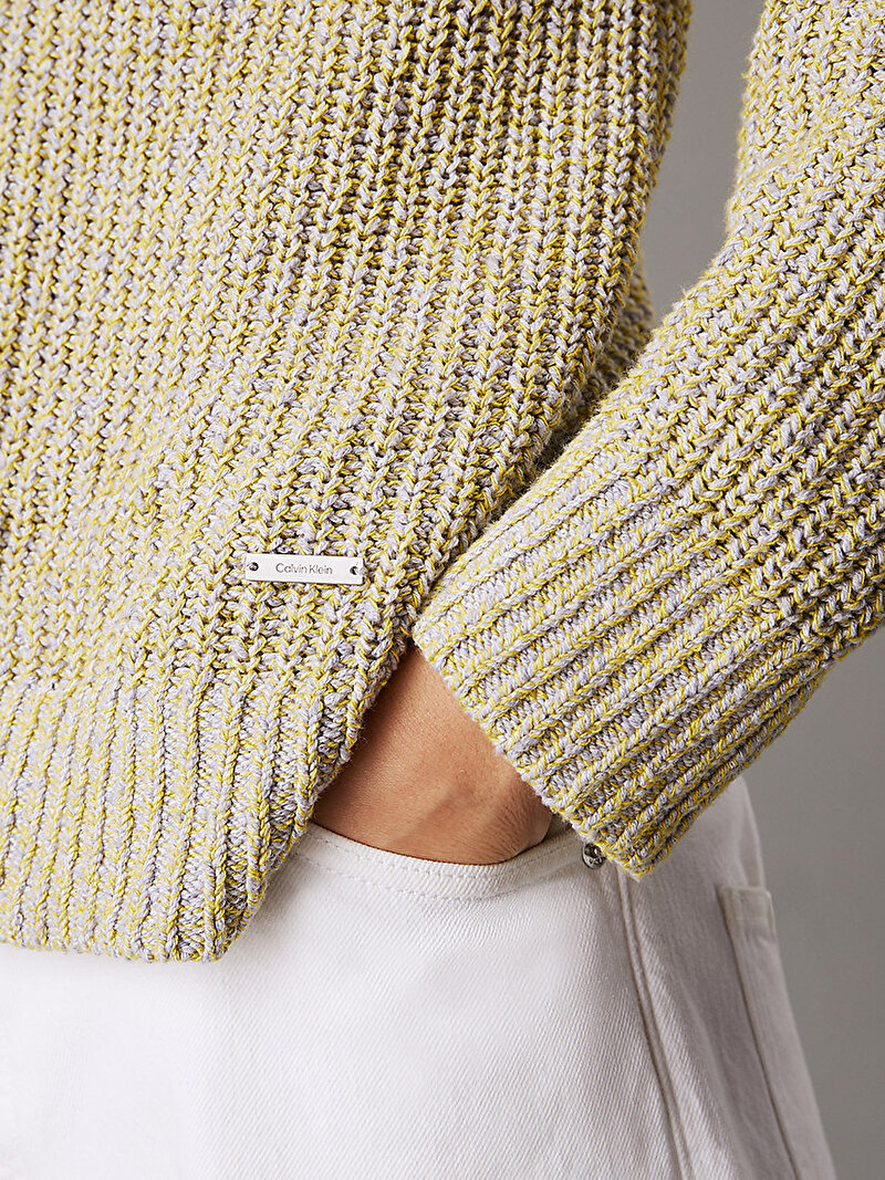 Calvin Klein Yeşil Renkli Kadın Mouline Texture Kazak