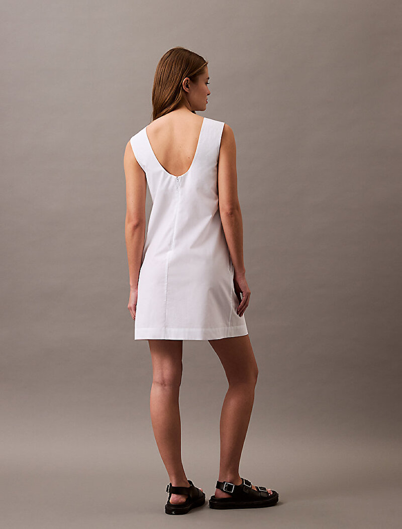 Calvin Klein Beyaz Renkli Kadın Poplin Sleeveless Elbise