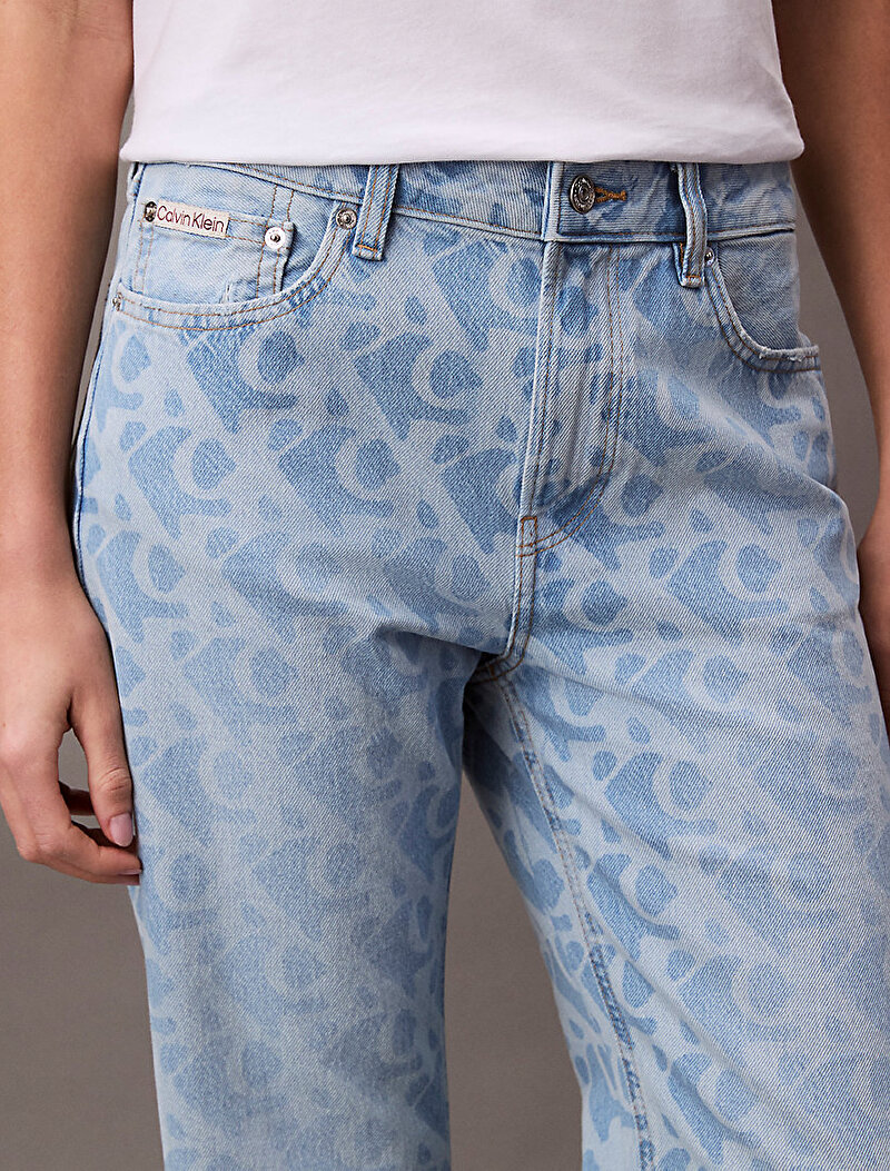Calvin Klein Mavi Renkli Kadın Signature 90s Straight Jean Pantolon