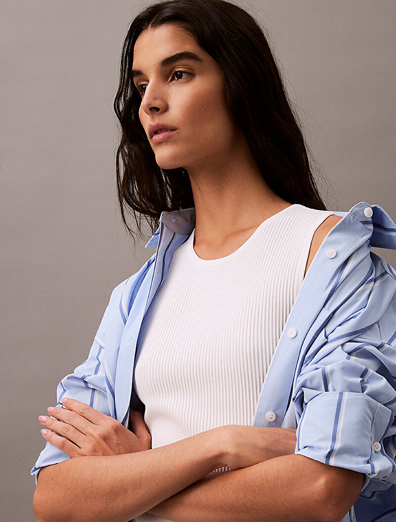 Calvin Klein Beyaz Renkli Kadın Sculpt Mini Elbise