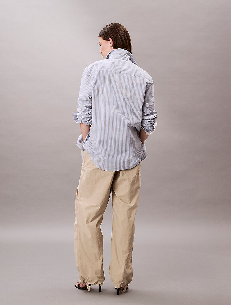 Calvin Klein Bej Renkli Kadın Crinkle Naylon Parach Pantolon