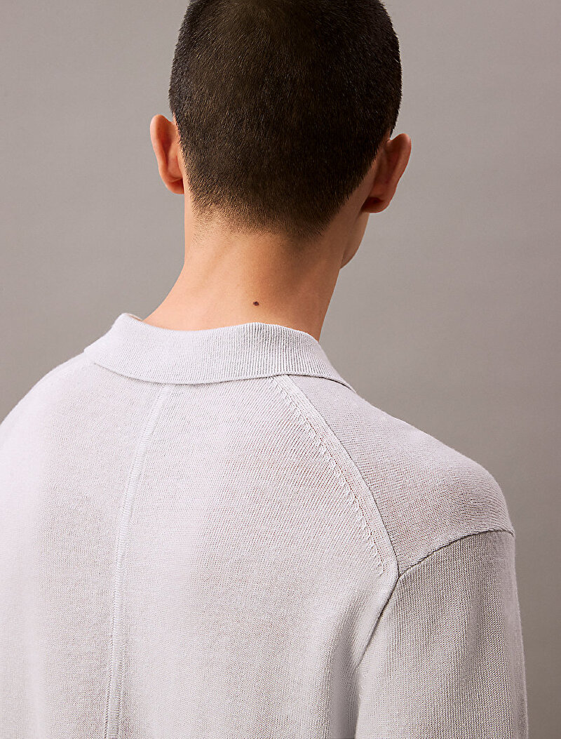 Calvin Klein Gri Renkli Erkek Linen Blend J-Col Kazak