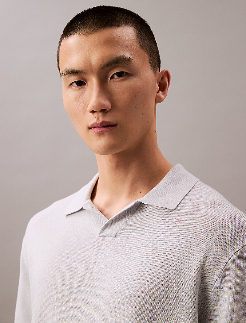 Calvin Klein Gri Renkli Erkek Linen Blend J-Col Kazak