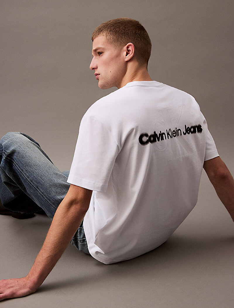 Calvin Klein Beyaz Renkli Erkek Liquid CK T-shirt