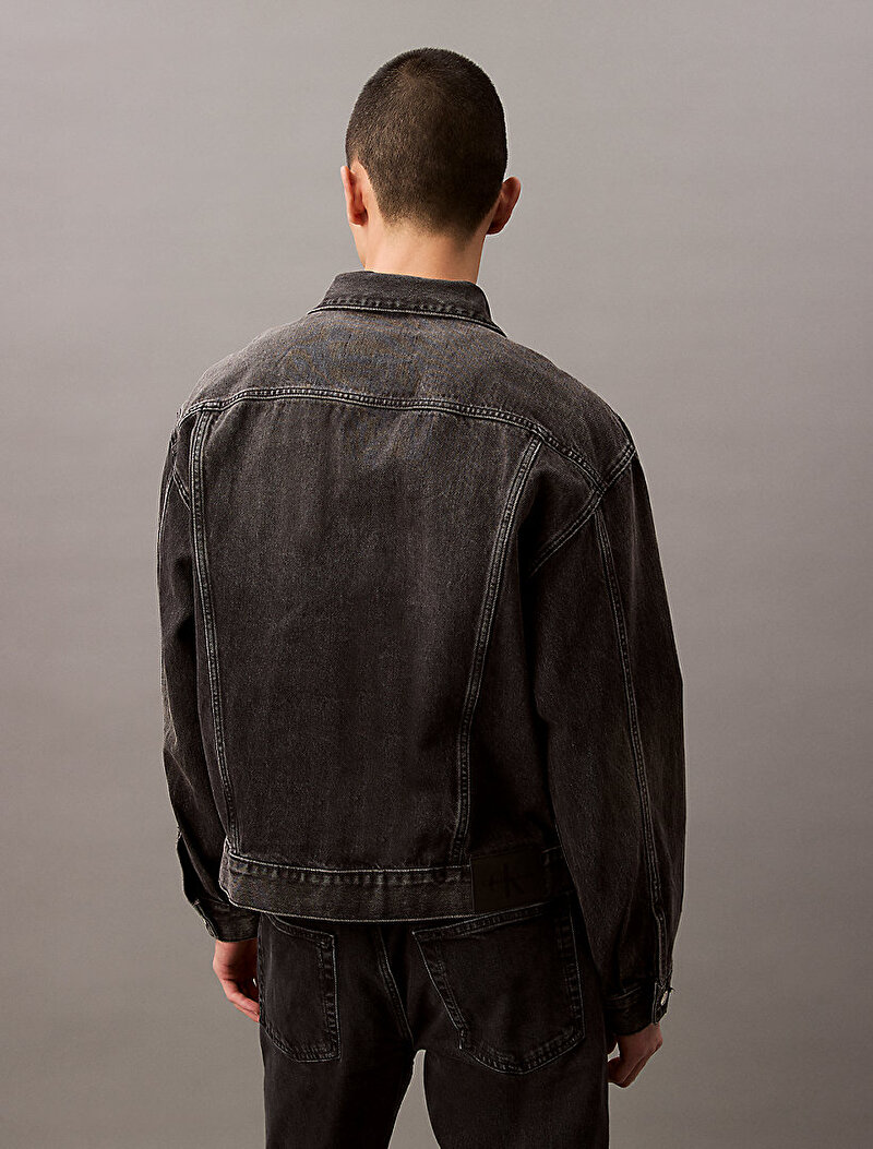 Calvin Klein Siyah Renkli Erkek 90s Black Fog Trucker Ceket