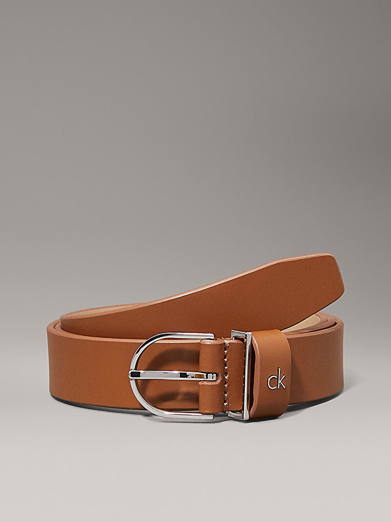 Calvin Klein Kahverengi Renkli Kadın CK Metal Loop Round Kemer