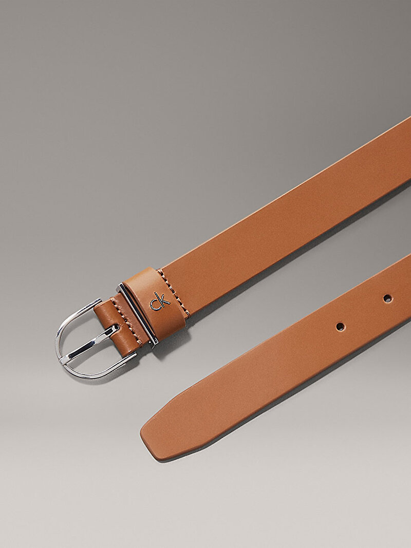 Calvin Klein Kahverengi Renkli Kadın CK Metal Loop Round Kemer