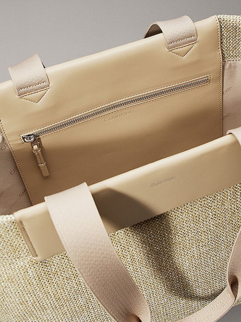 Calvin Klein Bej Renkli Kadın CK Raffia Large Tote Çanta