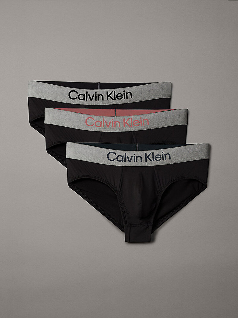 Calvin Klein Siyah Renkli Erkek 3'Lü Paket Hip Brief Slip Külot Seti