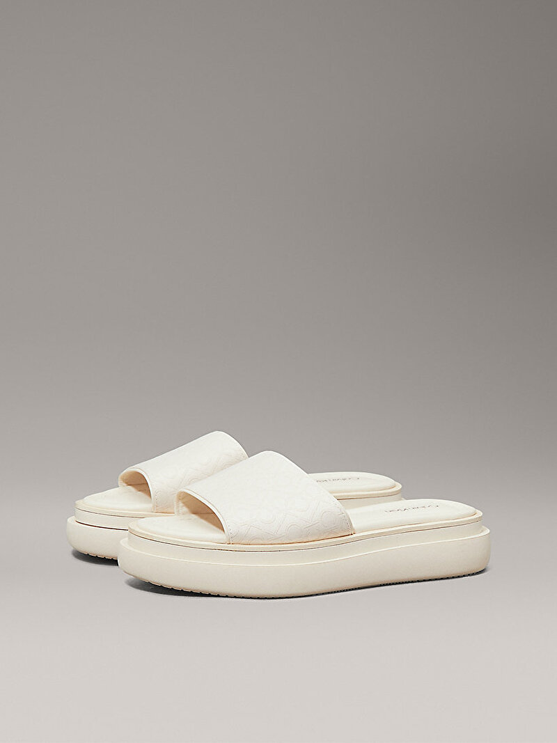 Calvin Klein Beyaz Renkli Kadın Flatform Terlik