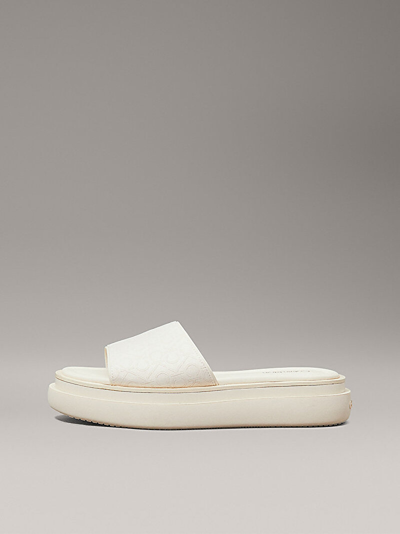 Calvin Klein Beyaz Renkli Kadın Flatform Terlik