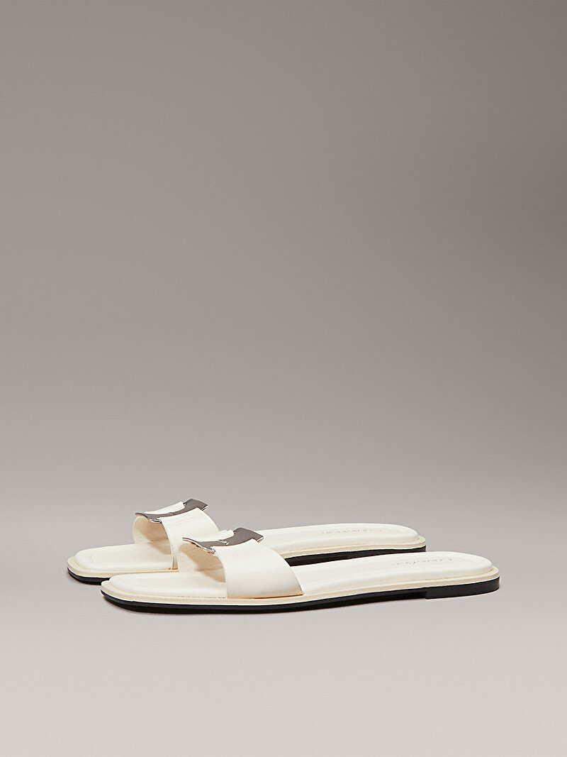 Calvin Klein Beyaz Renkli Kadın Flat Terlik