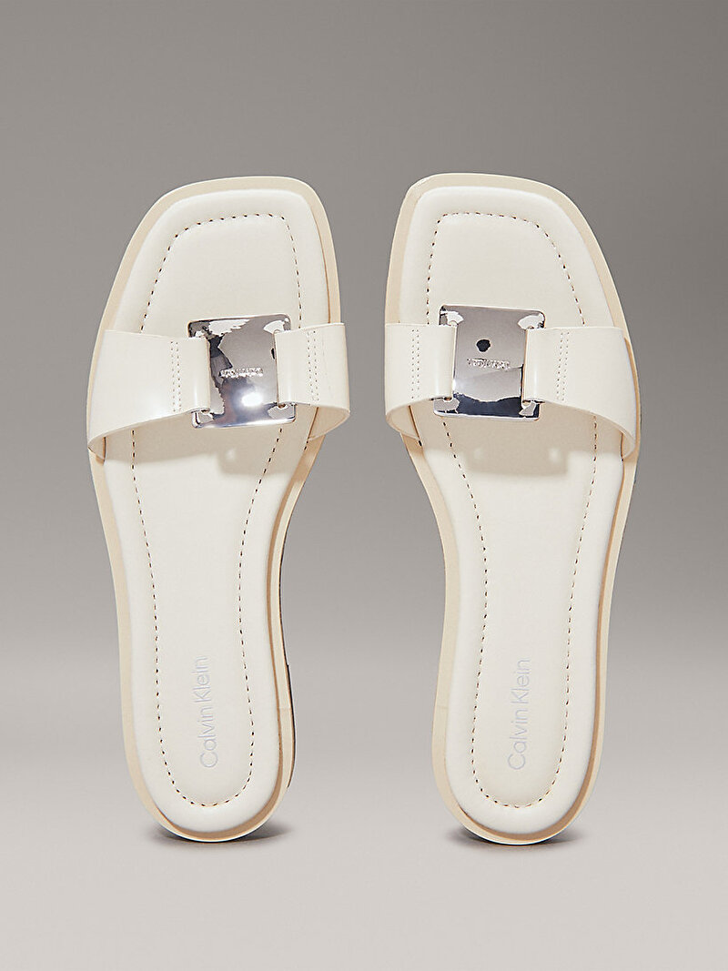 Calvin Klein Beyaz Renkli Kadın Flat Terlik