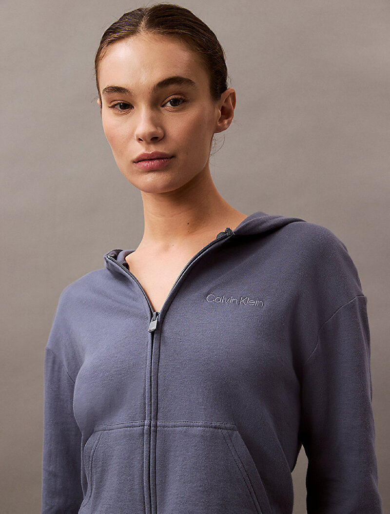 Calvin Klein Gri Renkli Kadın Full Zip Hoodie