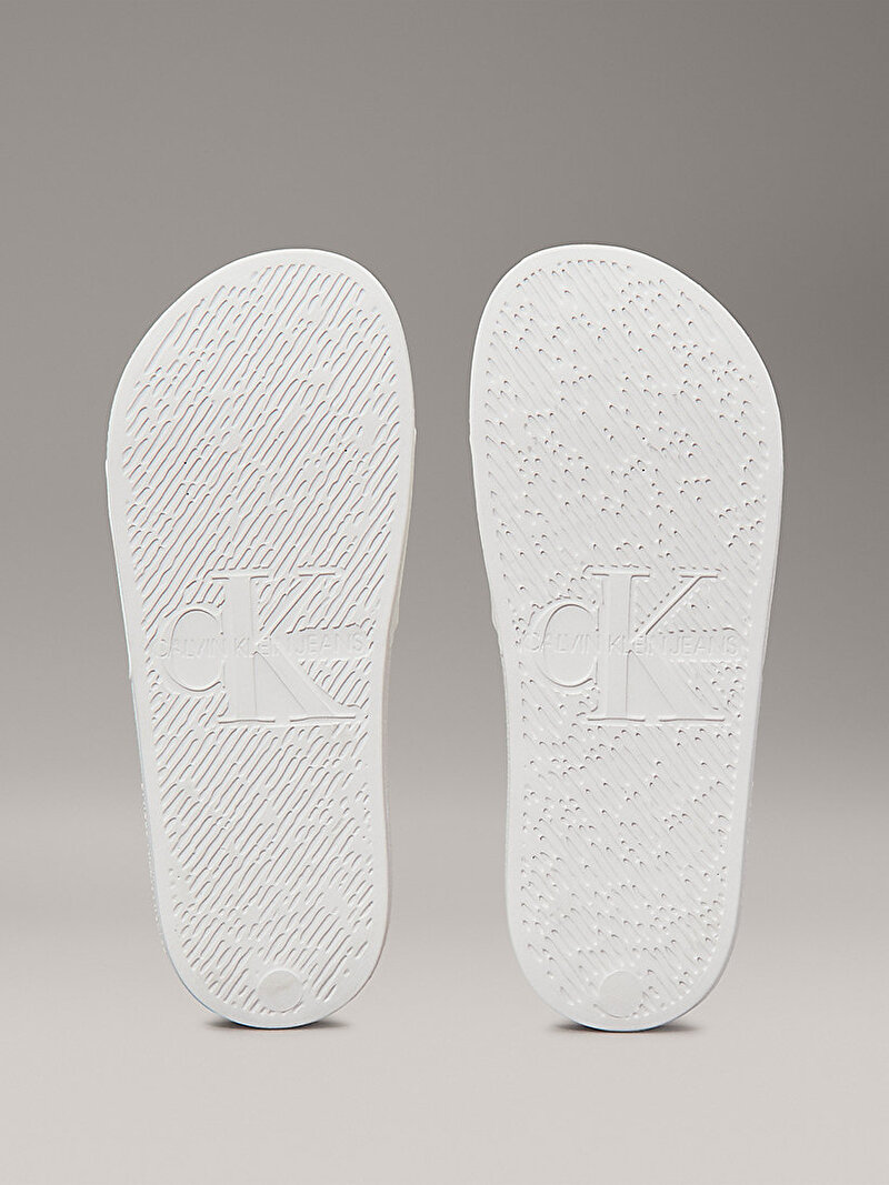 Calvin Klein Beyaz Renkli Kadın Monogrom Plaj Terliği