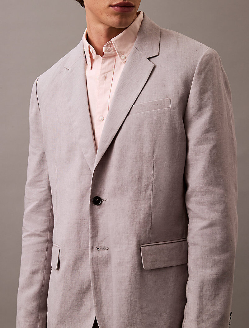 Calvin Klein Gri Renkli Erkek Traveler Linen Blazer