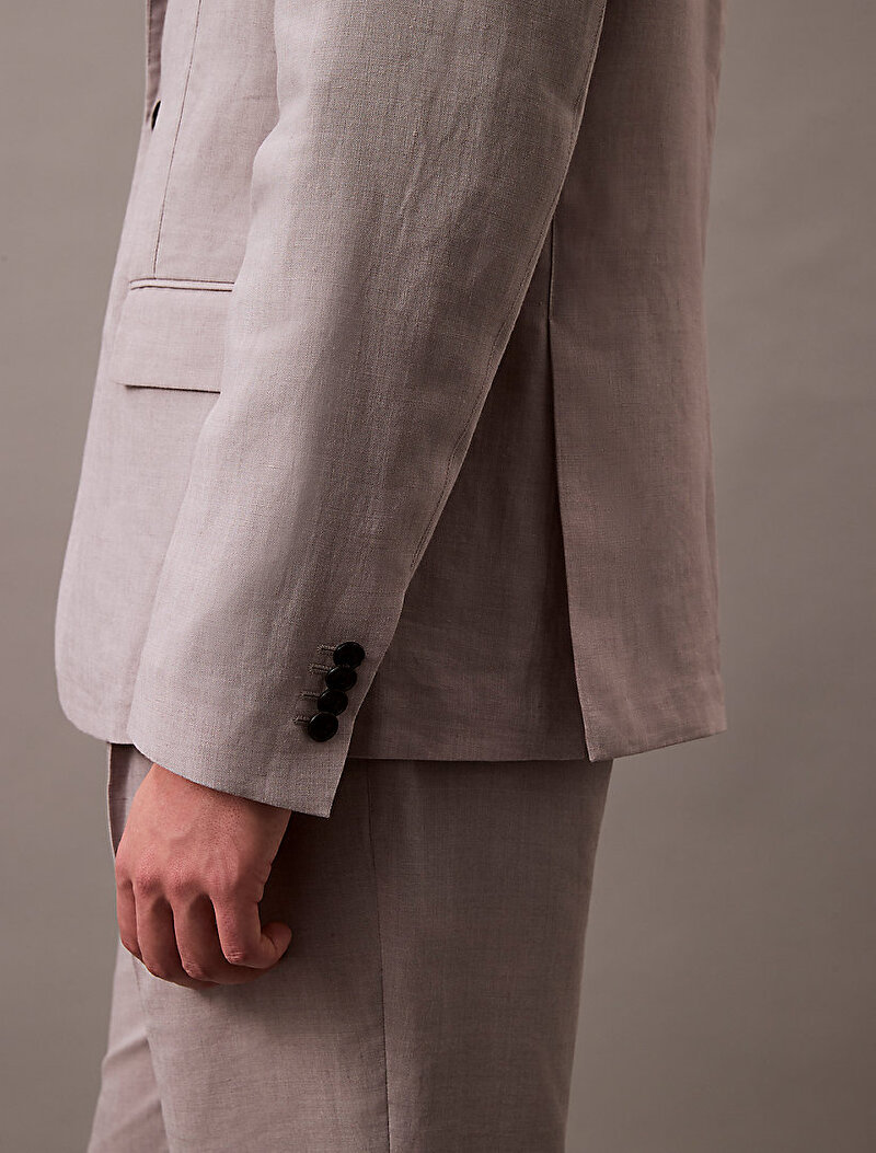 Calvin Klein Gri Renkli Erkek Traveler Linen Blazer