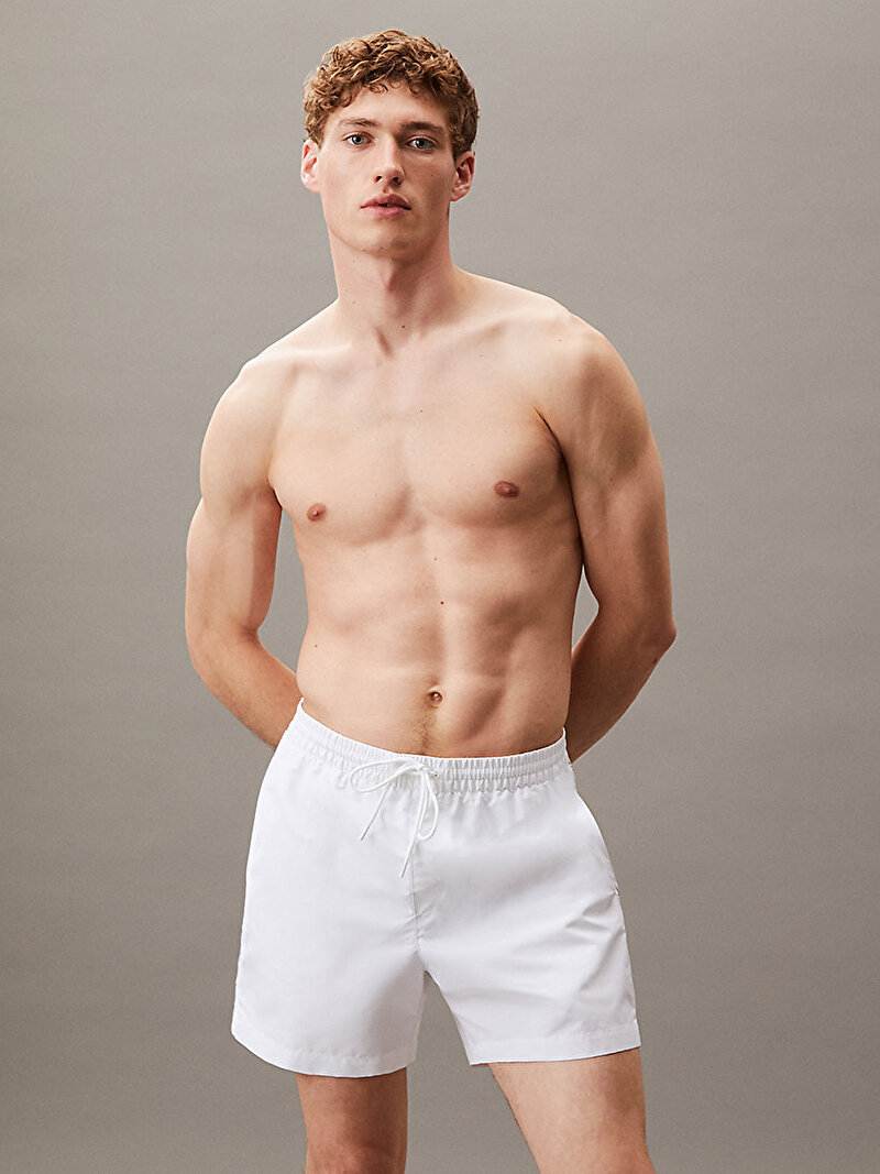 Calvin Klein Beyaz Renkli Erkek Medium Drawstring Deniz Şortu