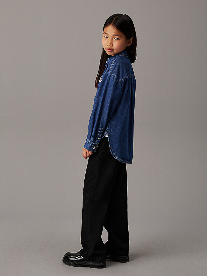Calvin Klein Mavi Renkli Kız Çocuk Oversized Tencel Gömlek