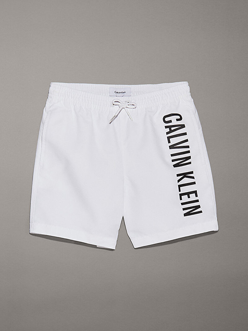 Calvin Klein Beyaz Renkli Erkek Çocuk Medium Drawstring Deniz Şortu
