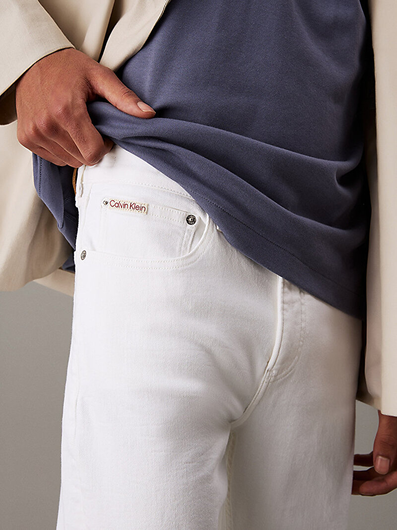 Calvin Klein Beyaz Renkli Erkek Slim Taper Jean Pantolon