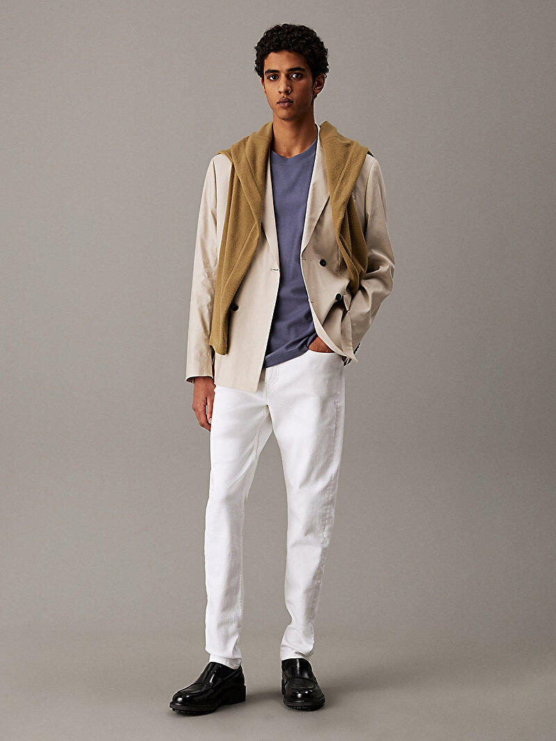 Calvin Klein Beyaz Renkli Erkek Slim Taper Jean Pantolon