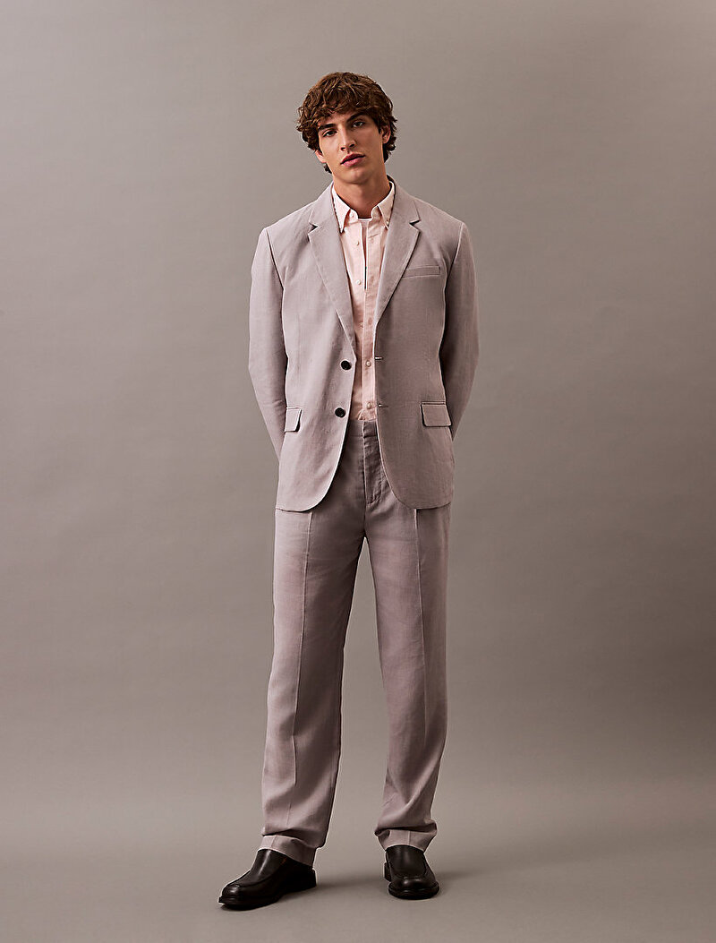 Calvin Klein Gri Renkli Erkek Traveler Linen Pantolon