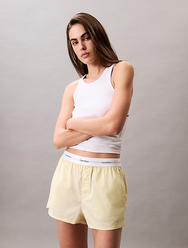 Calvin Klein Sarı Renkli Kadın Logo Poplin Şort