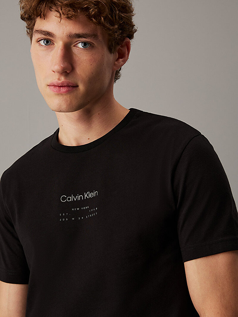 Calvin Klein Siyah Renkli Erkek Raised Editorial T-shirt