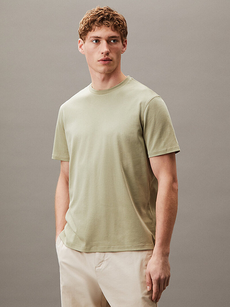 Calvin Klein Yeşil Renkli Erkek Supima Chest T-shirt