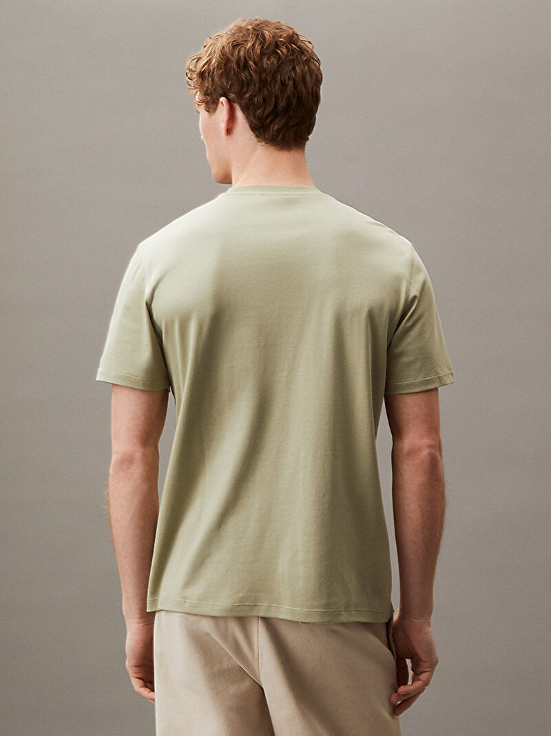 Calvin Klein Yeşil Renkli Erkek Supima Chest T-shirt