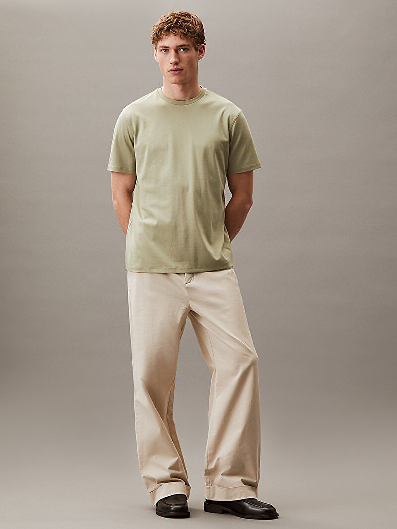 Calvin Klein Yeşil Renkli Erkek Supima Chest T-shirt