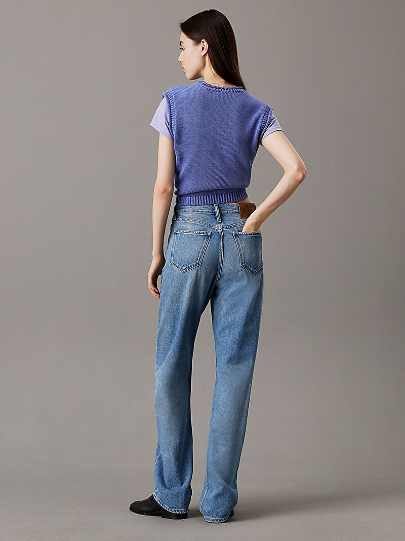 Calvin Klein Mavi Renkli Kadın High Rise Straight Jean Pantolon