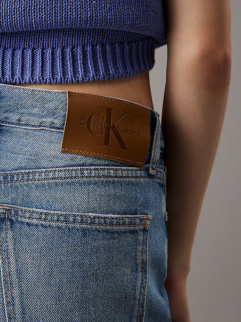 Calvin Klein Mavi Renkli Kadın High Rise Straight Jean Pantolon