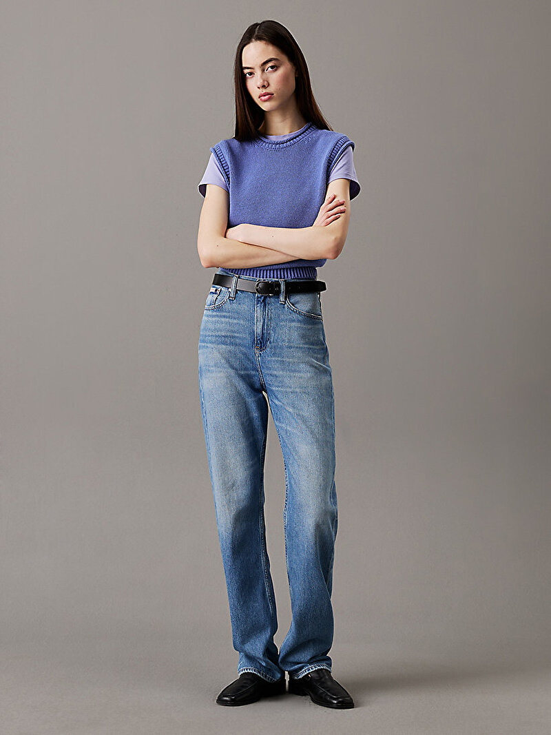 Calvin Klein Mavi Renkli Kadın High Rise Straight Jean Pantolon