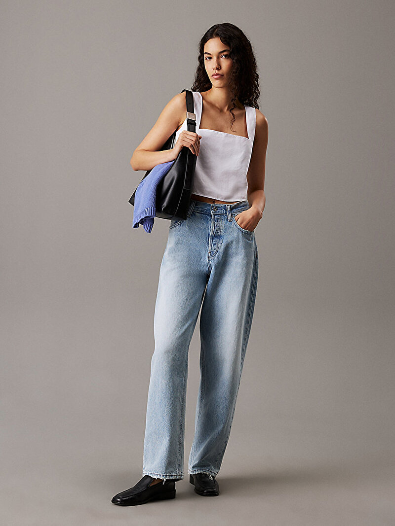 Calvin Klein Beyaz Renkli Kadın Soft Linen Gömlek