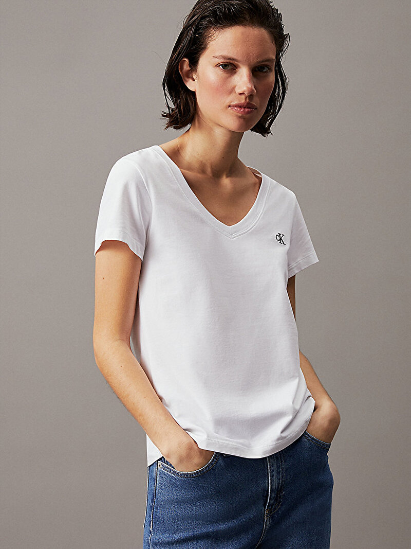 Kadın CK Embroidery Stretch T-shirt
