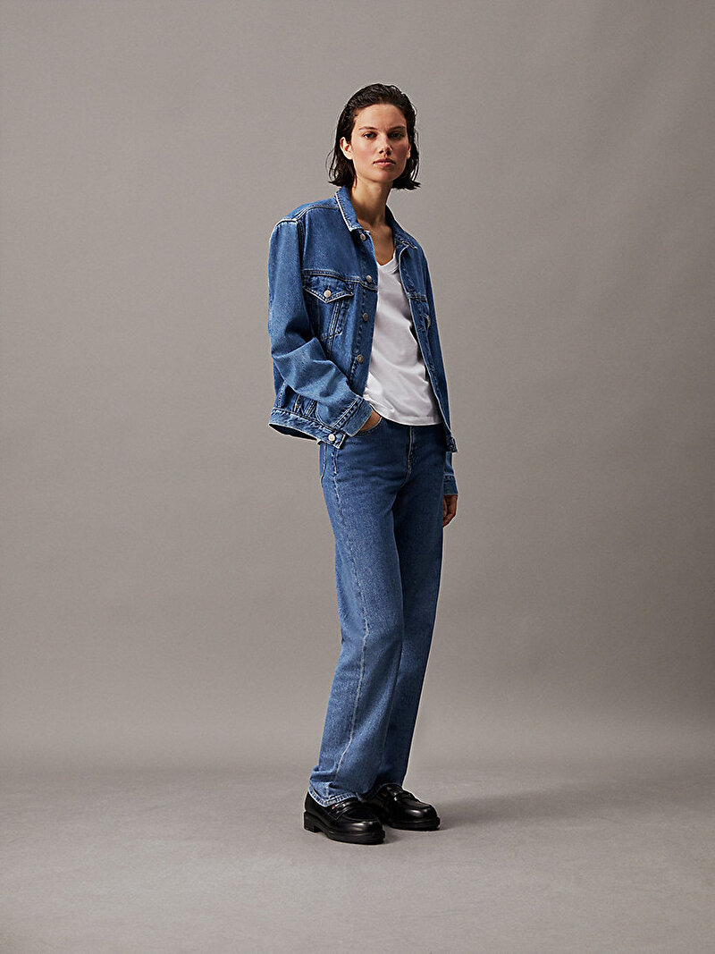 Calvin Klein Beyaz Renkli Kadın CK Embroidery Stretch T-shirt