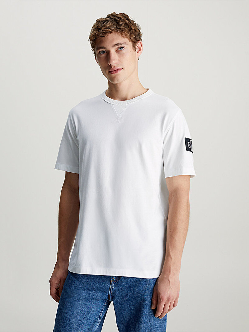 Calvin Klein Beyaz Renkli Erkek Badge Regular T-shirt