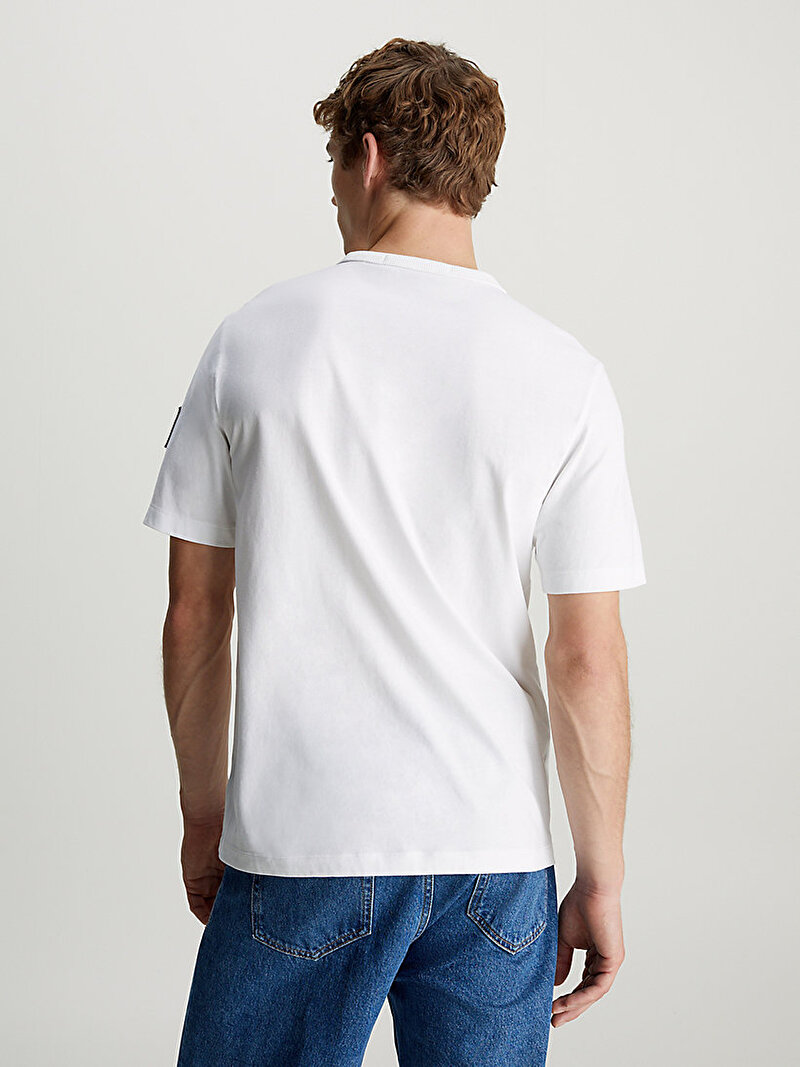 Calvin Klein Beyaz Renkli Erkek Badge Regular T-shirt