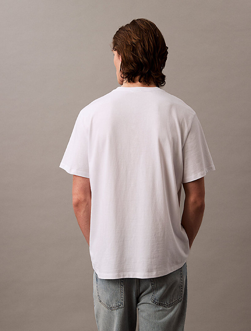 Calvin Klein Beyaz Renkli Erkek Hero Monologo T-shirt