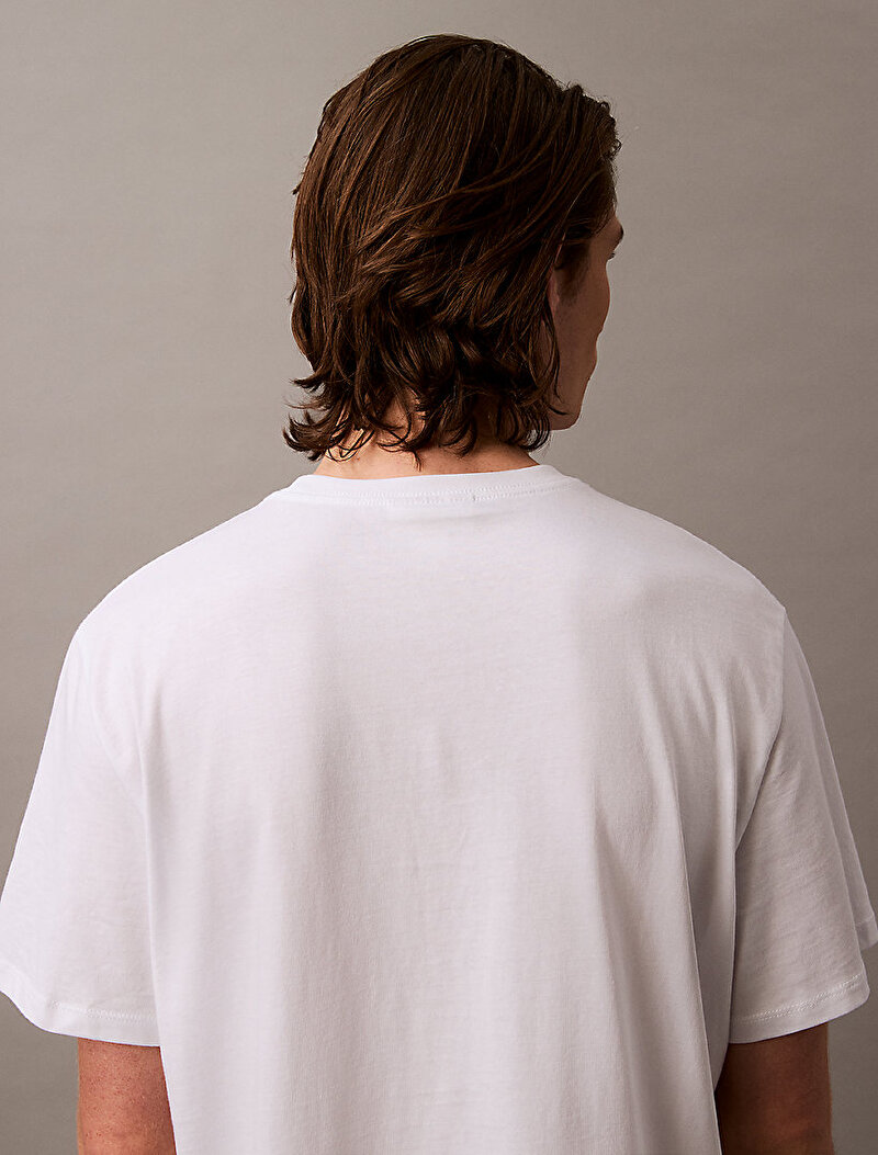 Calvin Klein Beyaz Renkli Erkek Hero Monologo T-shirt