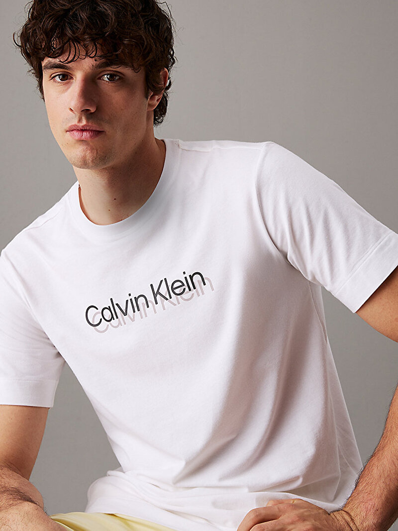 Calvin Klein Beyaz Renkli Erkek Graphic T-shirt