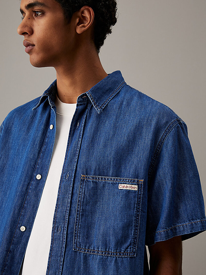 Calvin Klein Mavi Renkli Erkek Regular Denim Gömlek