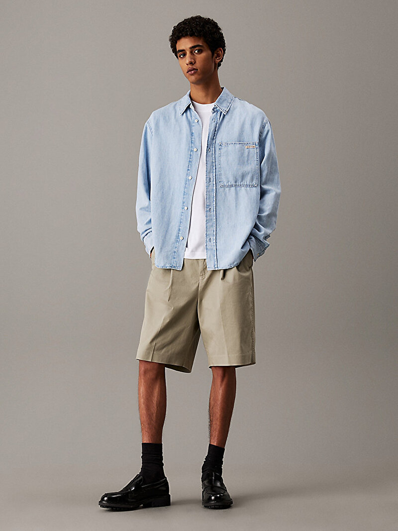 Calvin Klein Mavi Renkli Erkek Regular Linear Denim Gömlek